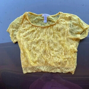 Ambiance Appeal Yellow Women’s Short Sleeve Crop Top Size M